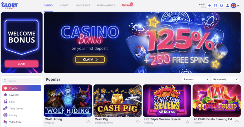 Glory Casino Deposit Bonus